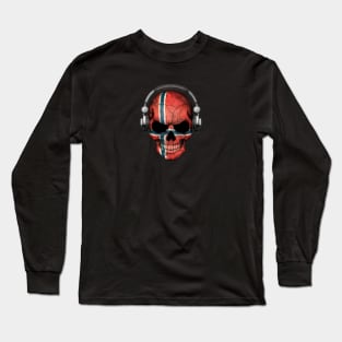 Dark Skull Deejay with Norwegian Flag Long Sleeve T-Shirt